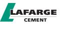 Lafarge Cement logo, green L with black writing on white background