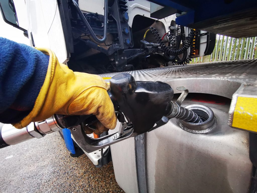 lorry driver refuelling