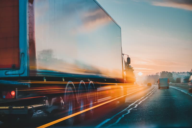 Lorry driving fast