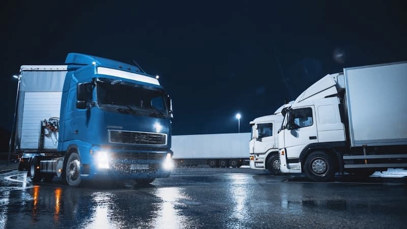 Lorry park at night 