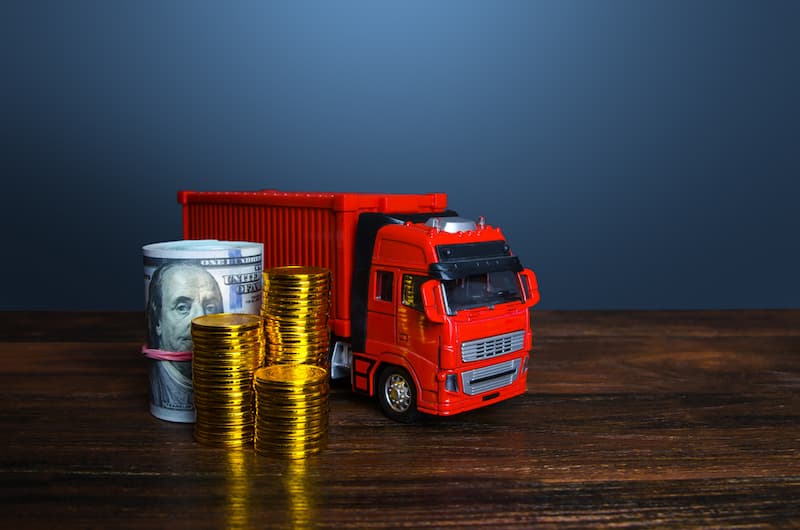 toy truck with fake money