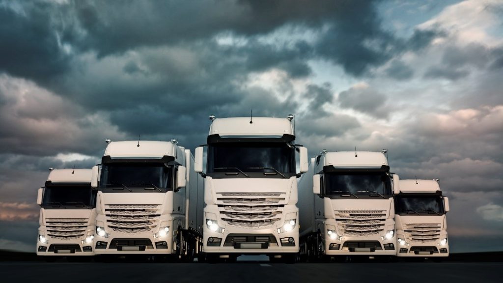 A fleet of lorries